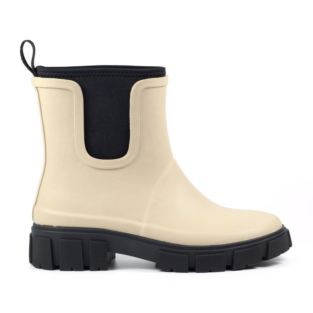 Beige Lazy Dogz Lake Ankle Wellington rain boot perfect for country clothing and outdoors