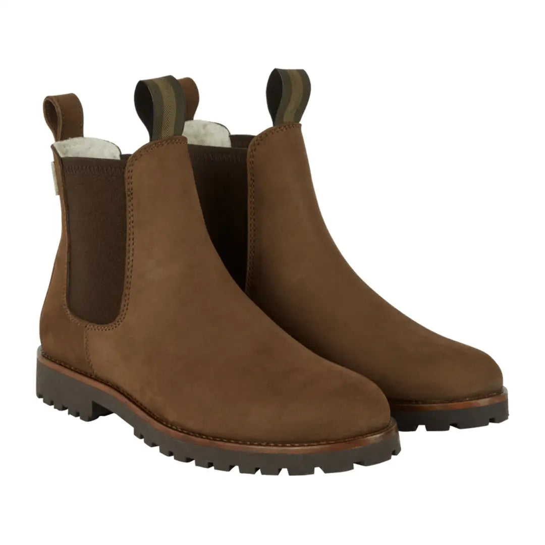 Brown leather Chelsea Aventure boots for women with rugged soles for stylish comfort