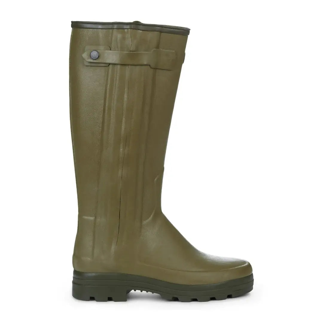 Olive green Le Chameau Men’s Chasseur Neoprene Lined Wellington Boots with tall shaft