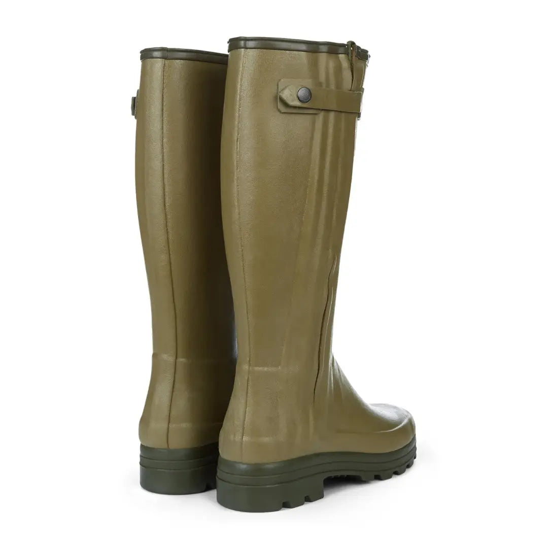 Olive green Le Chameau Men’s Chasseur Wellington Boots with neoprene lined comfort