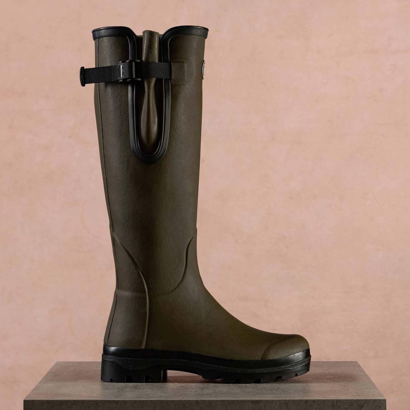 Olive green rubber boot from Le Chameau Women’s Vierzon Jersey Lined Wellington collection