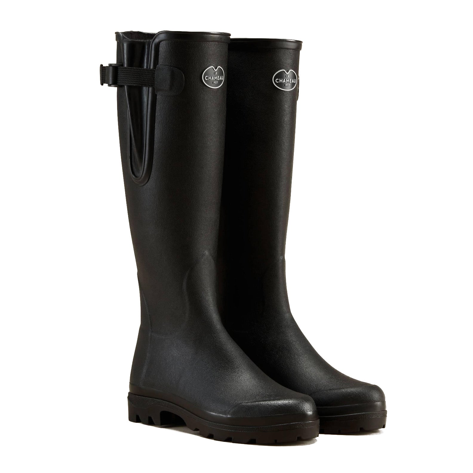 Pair of black rubber Le Chameau Women’s Vierzon Jersey Lined Wellington Boots