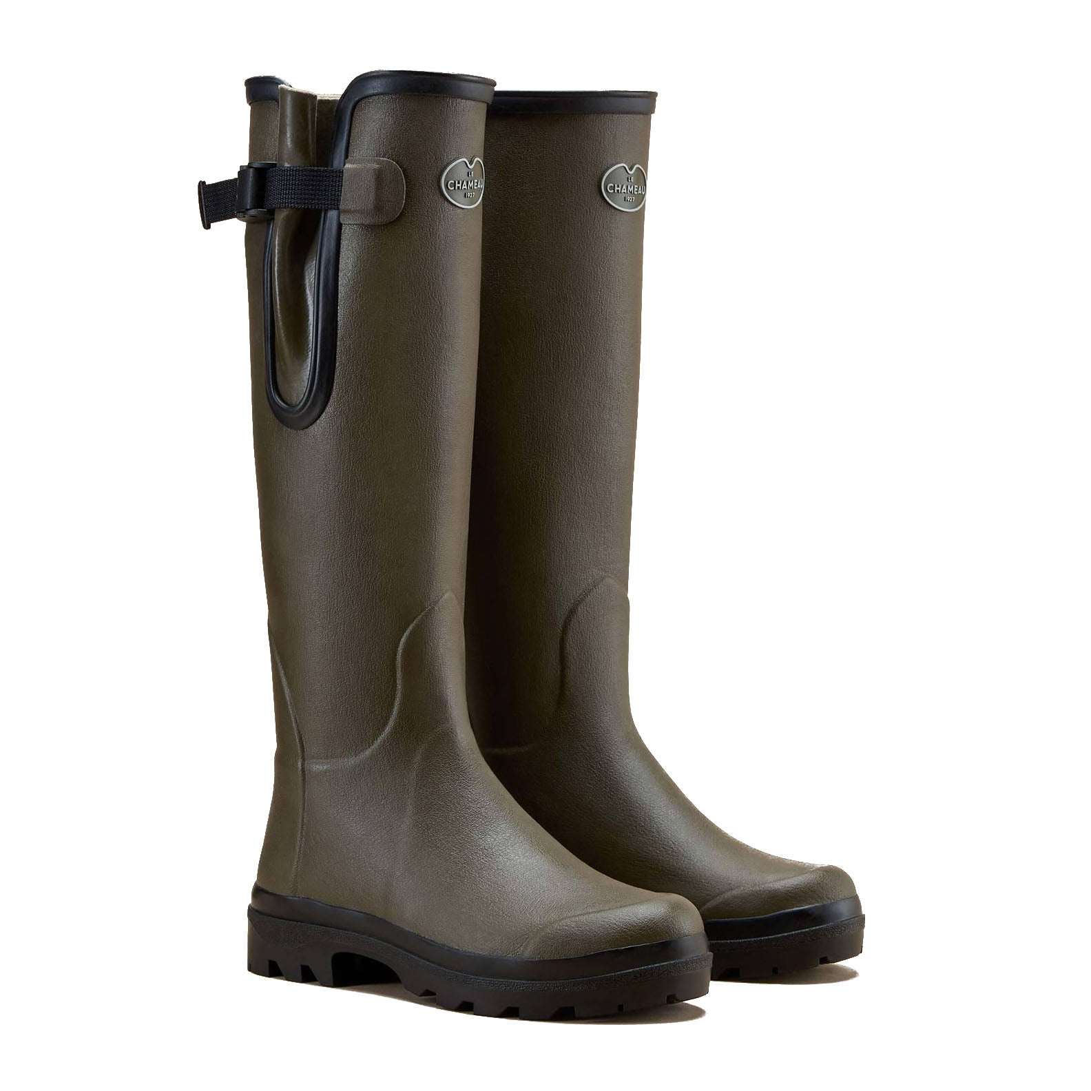 Olive green Le Chameau Women’s Vierzon Jersey Lined Wellington Boots for stylish comfort