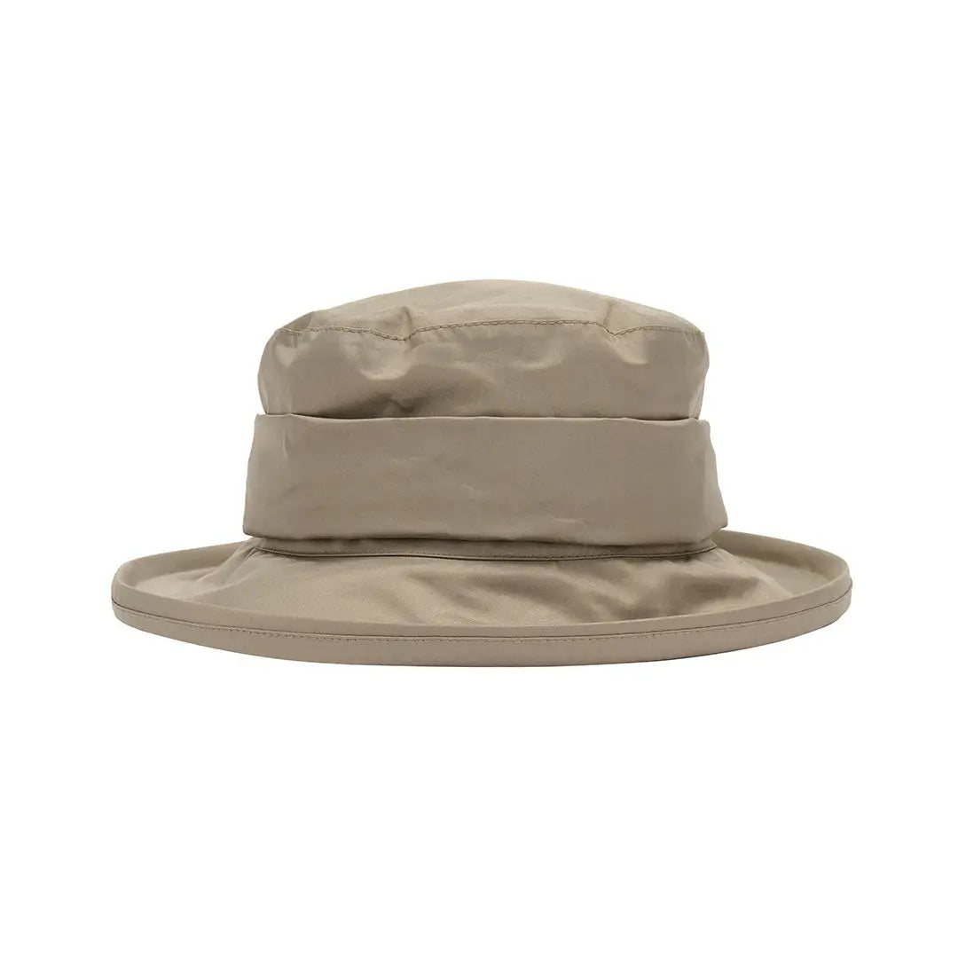 Beige wide-brimmed Lighthouse Canterbury Waterproof Ladies Hat with stylish band