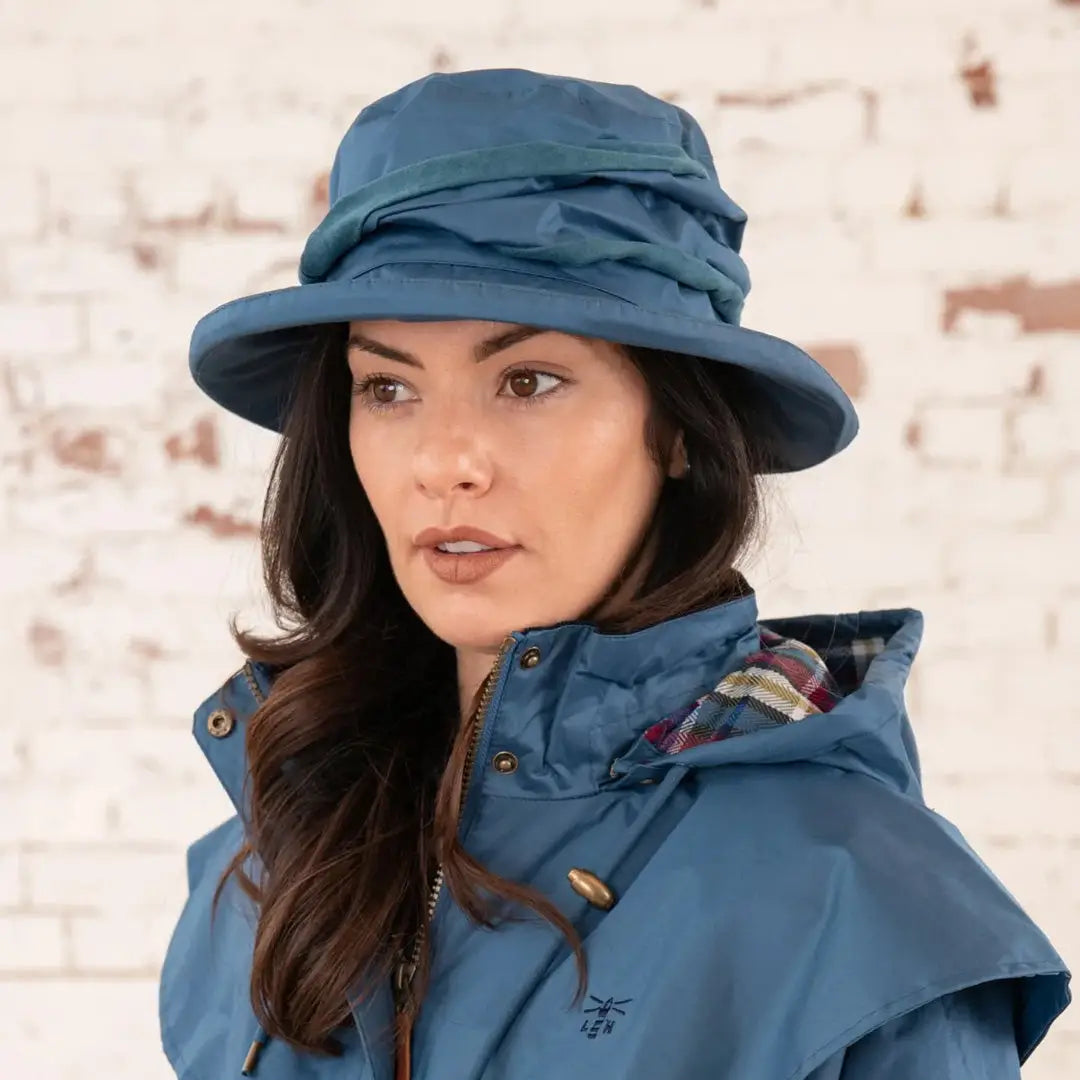 Blue Lighthouse Canterbury Waterproof Ladies Hat with wide brim and gathered crown