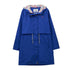 Blue raincoat with floral hood lining, perfect for the Lighthouse Ladies Pippa Coat