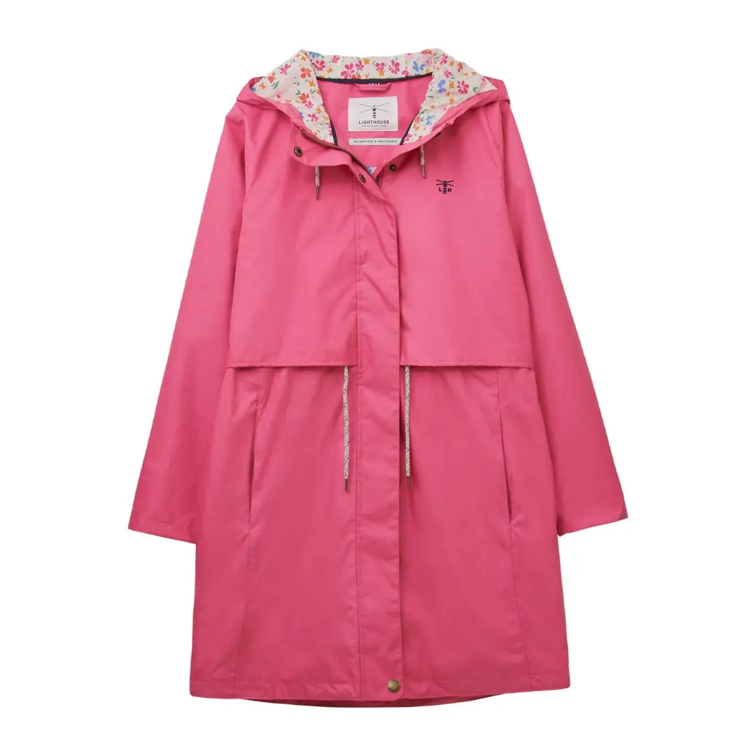 Pink Lighthouse Ladies Pippa Coat with floral soft cotton lining and turnback cuff option