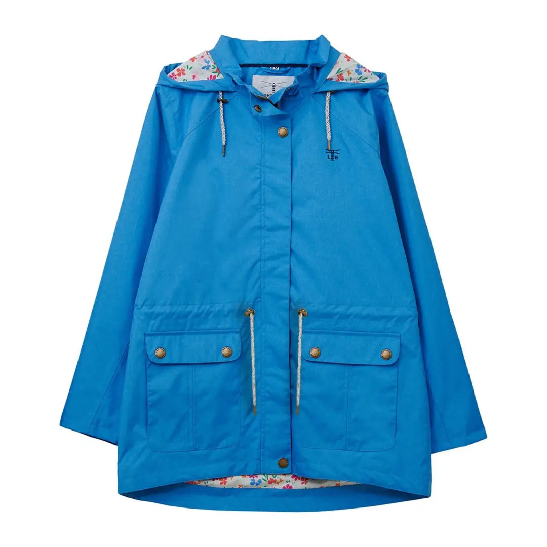 Bright blue Lighthouse Ladies Willow Coat with floral cotton blend lining and pockets