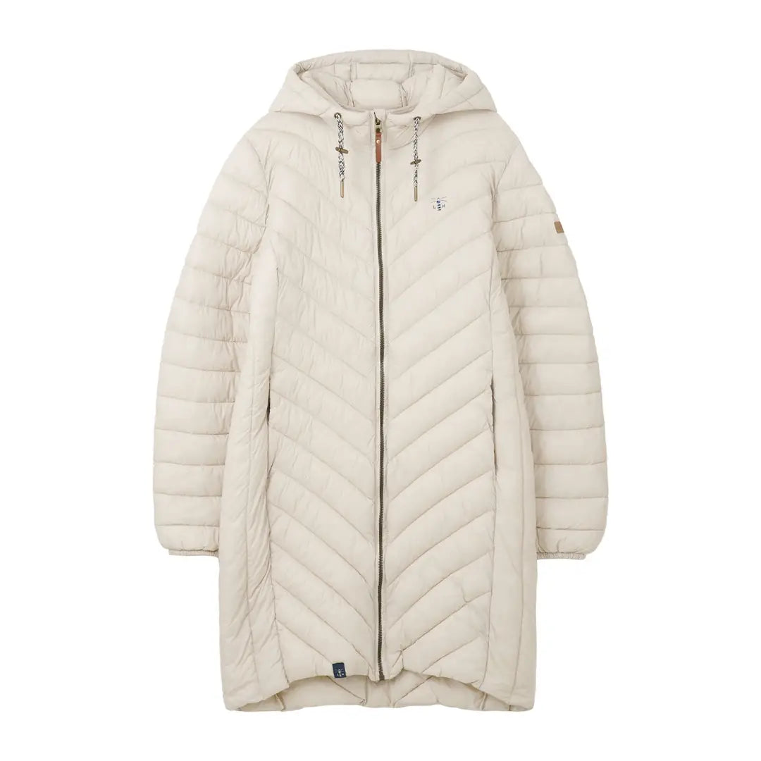 Beige quilted Lighthouse Laurel Coat, a stylish mid-length coat offering warmth and comfort