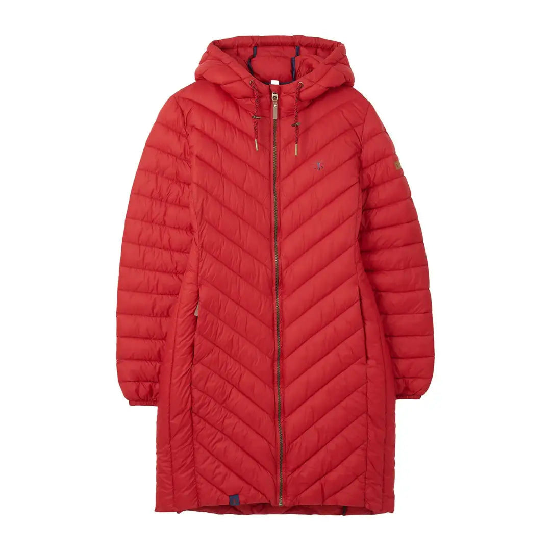 Red Lighthouse Laurel Coat, comfy puffer with hood and full-length zipper