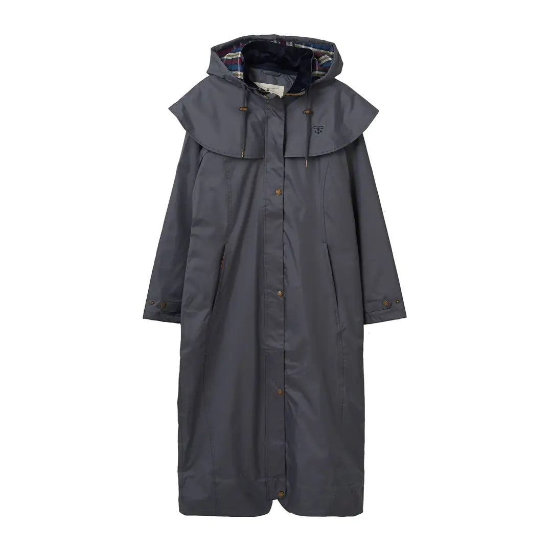 Long gray Lighthouse Outback Full Length Ladies Waterproof Raincoat with cape overlay