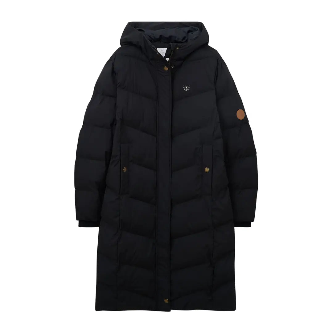 Stylish Black Lighthouse Savannah Coat with quilted design, hood, and front pockets