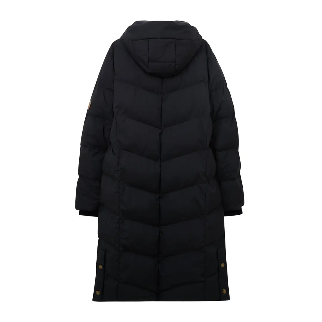 Long black puffer coat with a hood, perfect for chilly weather - Lighthouse Savannah Coat