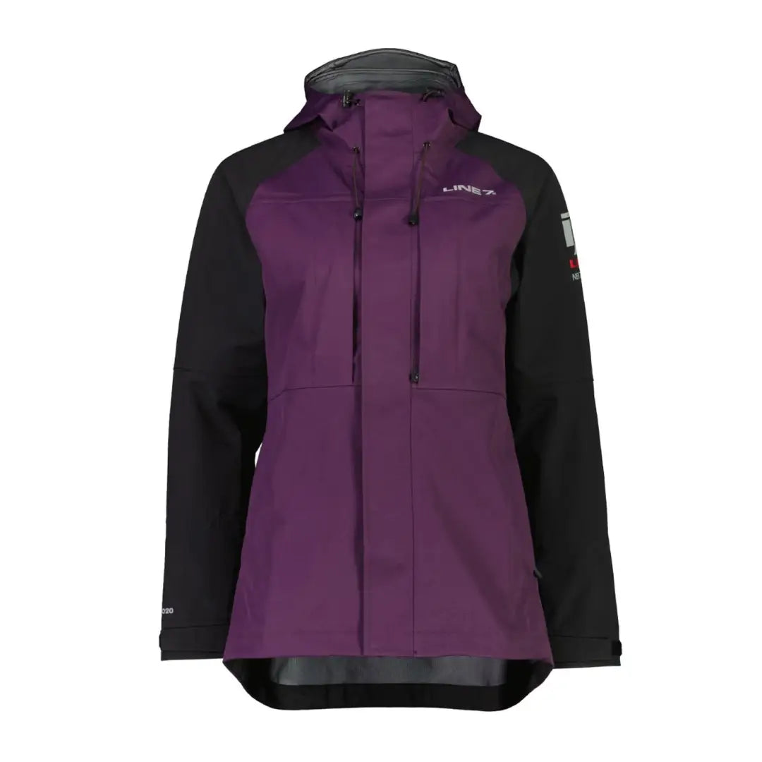 Purple and black Line 7 Storm Pro20 jacket, a peak level waterproof layer