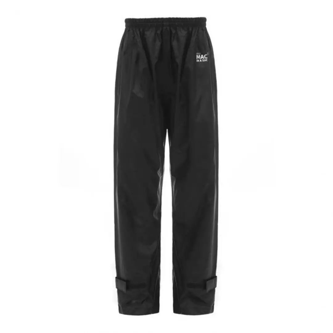 Black waterproof Mac in a Sac Origin 2 Overtrousers with elastic waist and taped seams