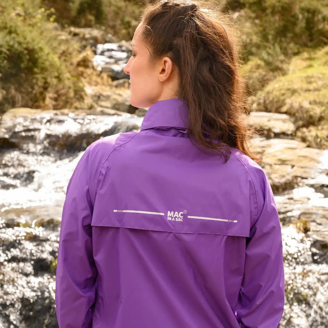 Purple MAC branded adult jacket from the Mac in a Sac Origin collection for outdoor adventures