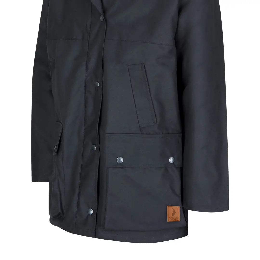 Black waterproof Men’s Traditional Wax Jacket with pockets and snap buttons