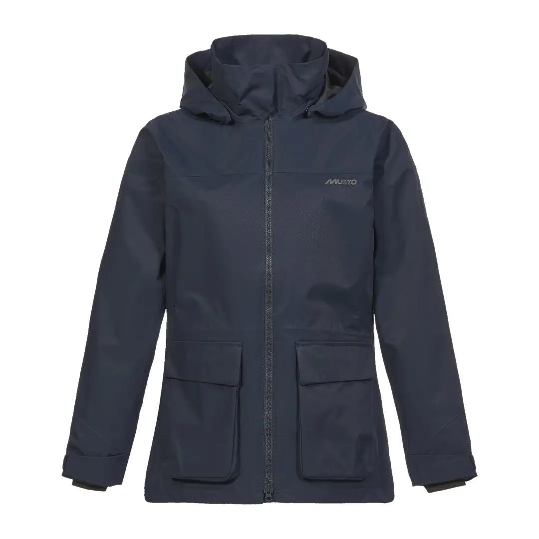 Dark blue Musto Womens Burnham Jacket 2.0 with pockets and full-length zipper