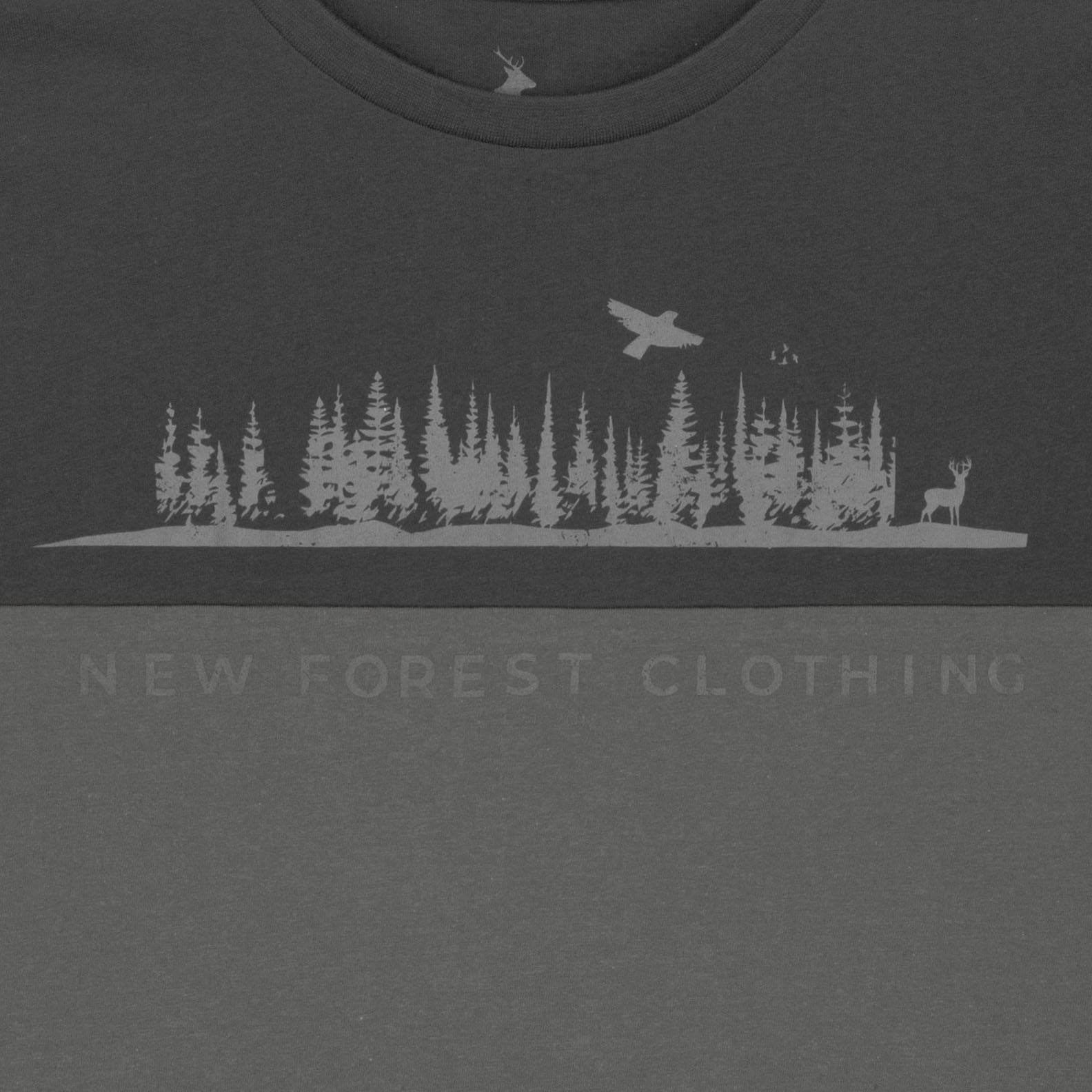 Gray New Forest 2-Tone Graphic T-Shirt perfect for country clothing lovers and outdoor adventures