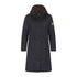 Long dark gray Forest Alice Waterproof Coat with a stylish brown collar and hood