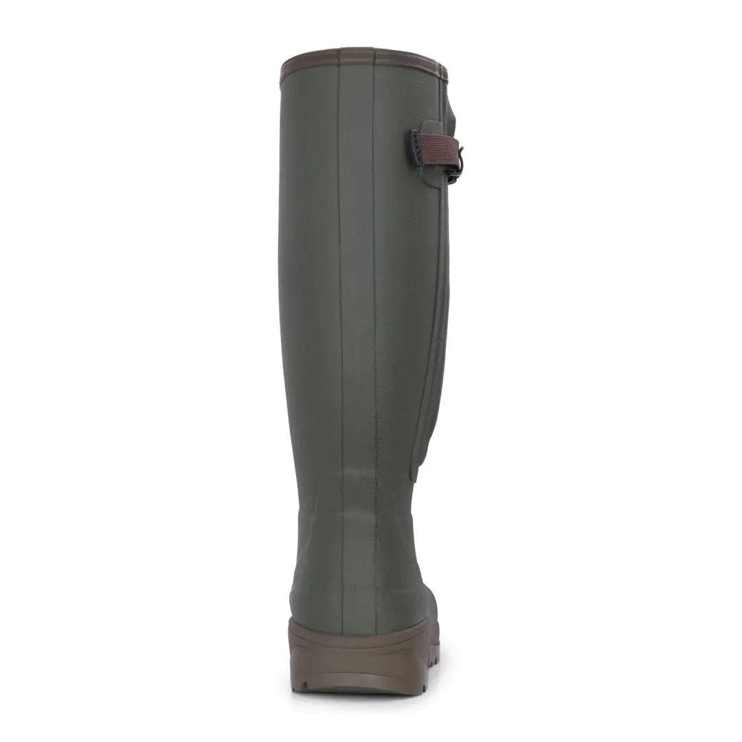 Tall green New Forest Avon Full Zip Wellington Boots with brown sole and strap