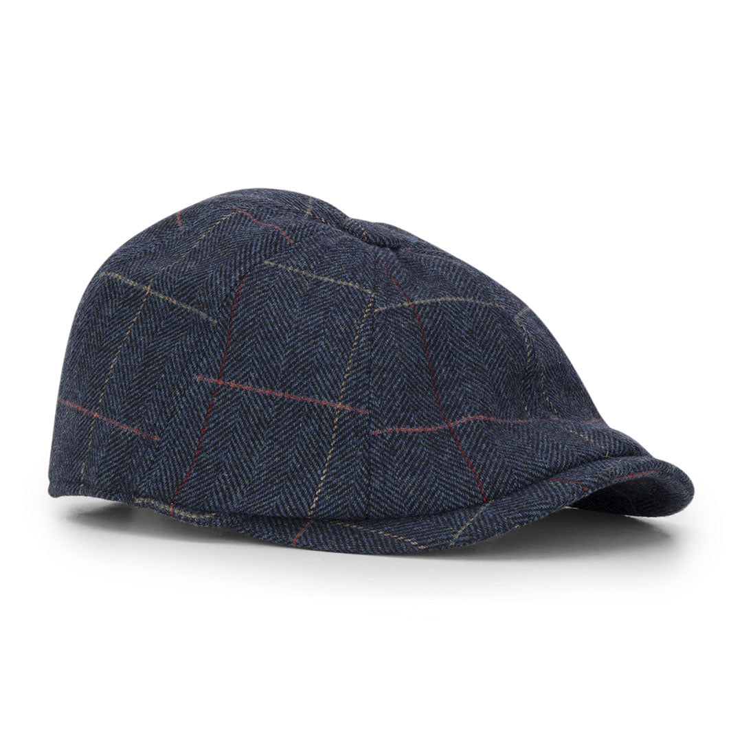 Blue plaid flat cap featuring the stylish New Forest Baker Boy Hat design