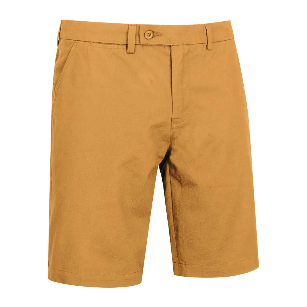 Mustard yellow Forest Chino Shorts with belt loops and button closure for a stylish look