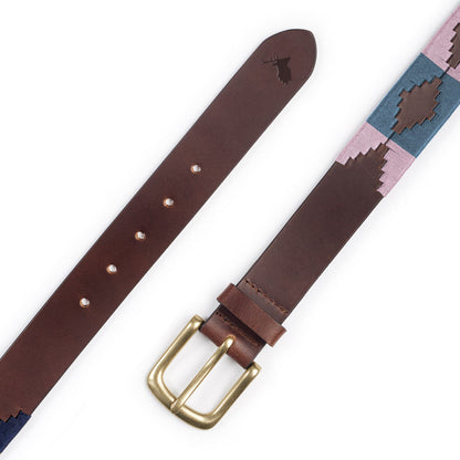 Brown leather New Forest Classic Polo Belt with colorful embroidered pattern