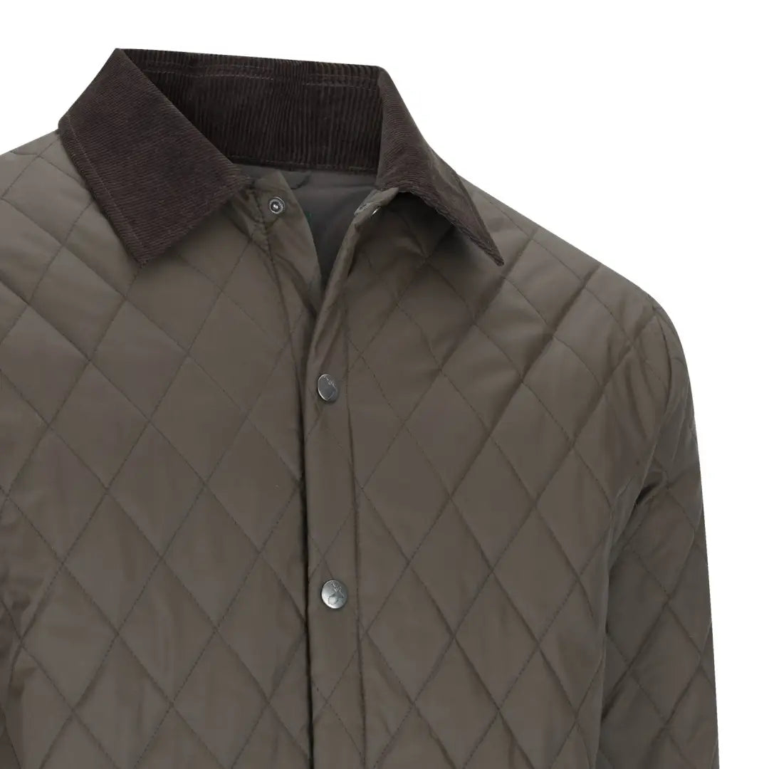 Olive-green New Forest Classic Quilted Jacket with dark collar and button front