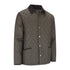 Olive green New Forest Classic Quilted Jacket with black collar and snap buttons