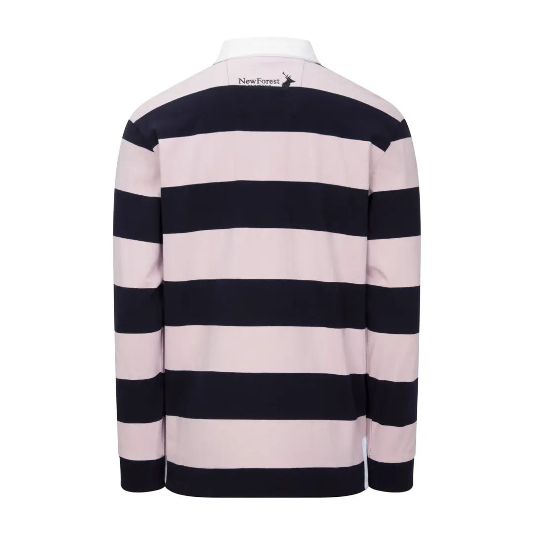 Striped long-sleeve rugby shirt in navy and light pink from New Forest Classic Stripe collection