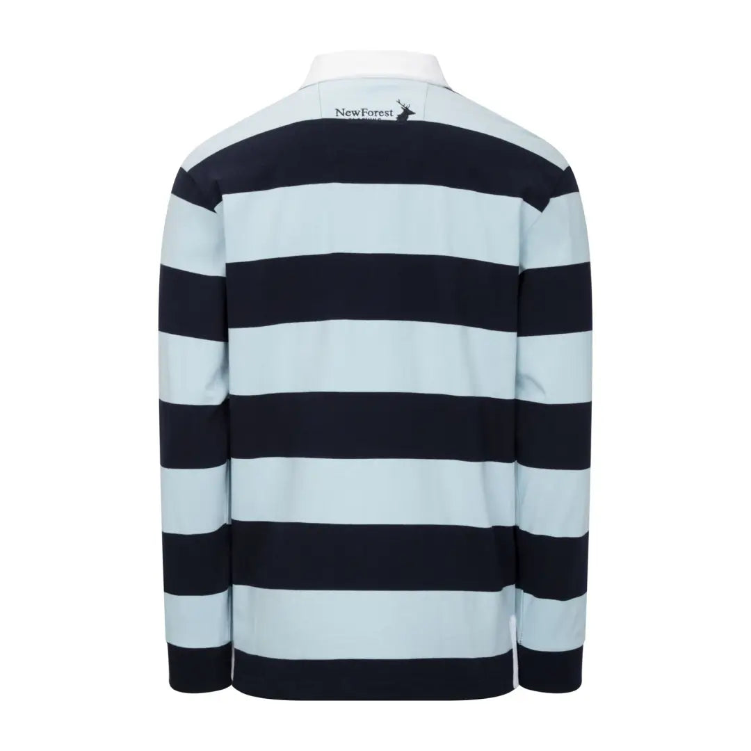 Striped long-sleeve rugby shirt in light blue and navy from New Forest Classic Stripe collection