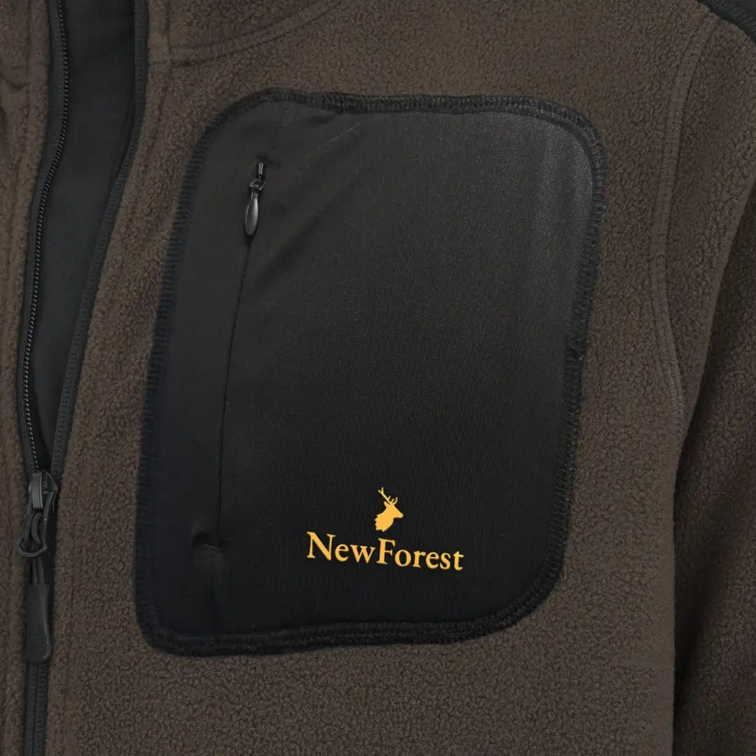 New Forest Fallow Full Zip Fleece jacket with logo on black patch pocket