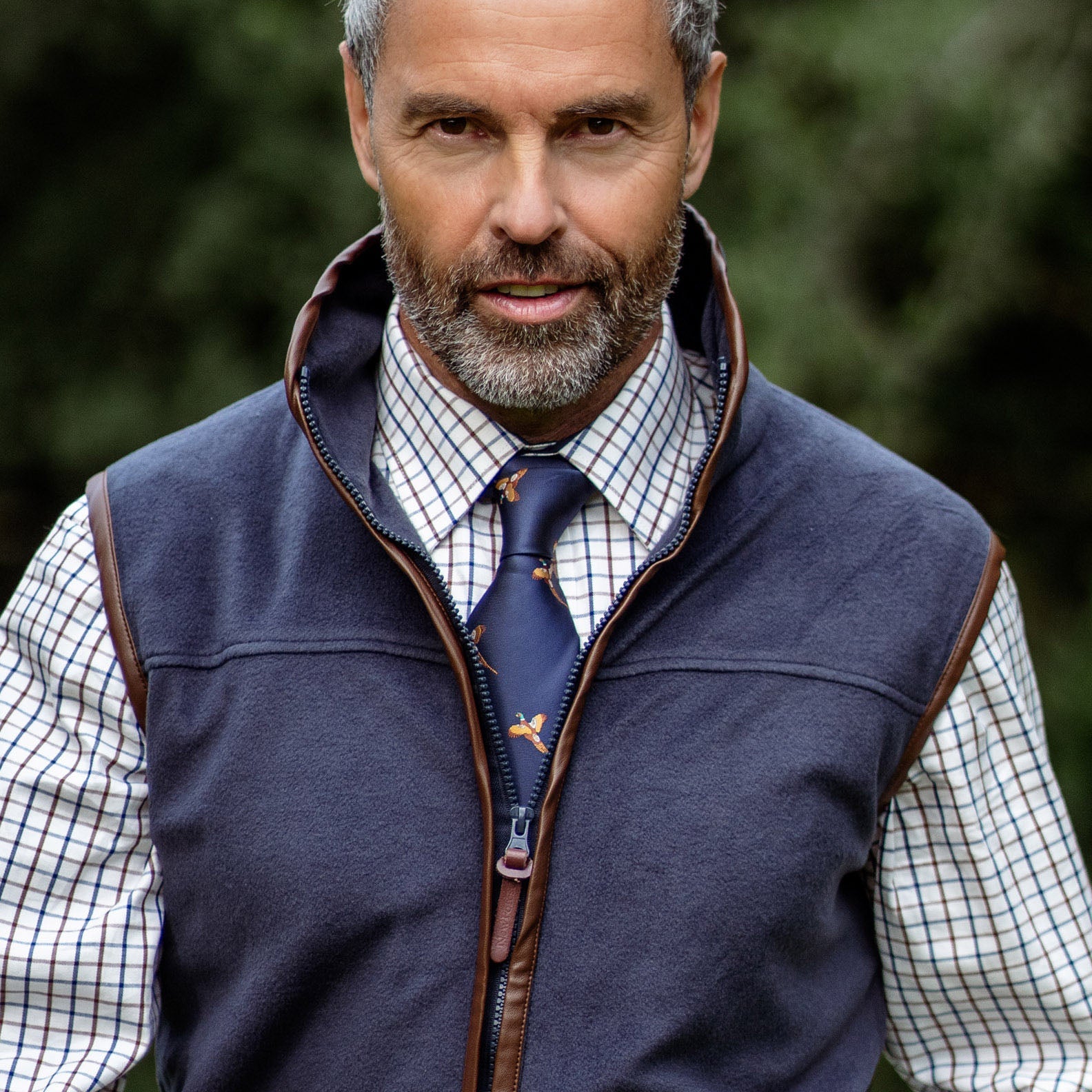 Stylish Man’s navy fleece gilet from New Forest, perfect for layering and cozy wear