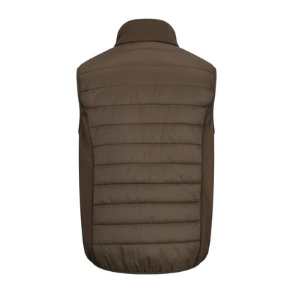 Brown quilted puffer vest with high collar from the New Forest Heated Gilet collection