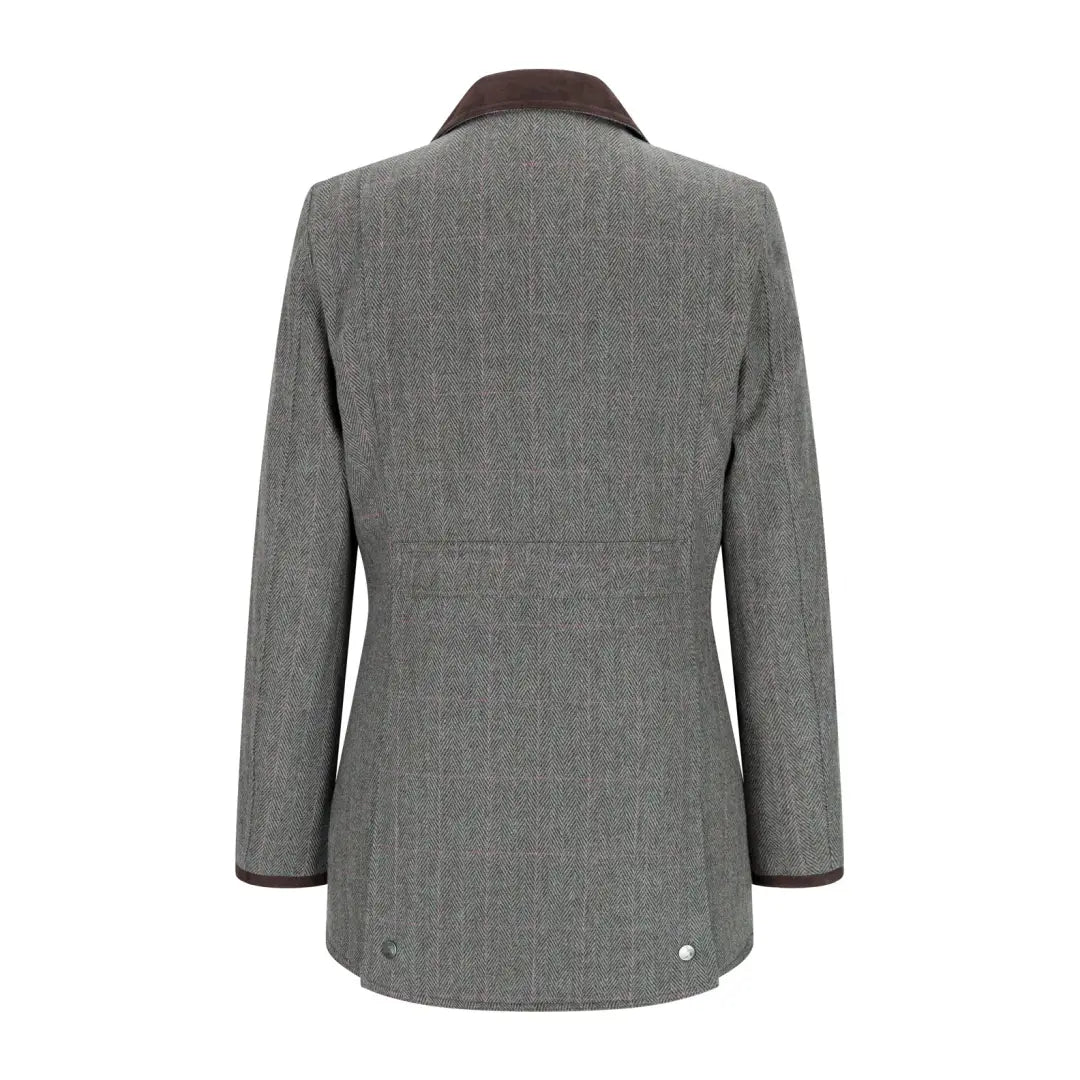 Gray tweed blazer with brown collar from the New Forest Jessica Tweed Field Coat