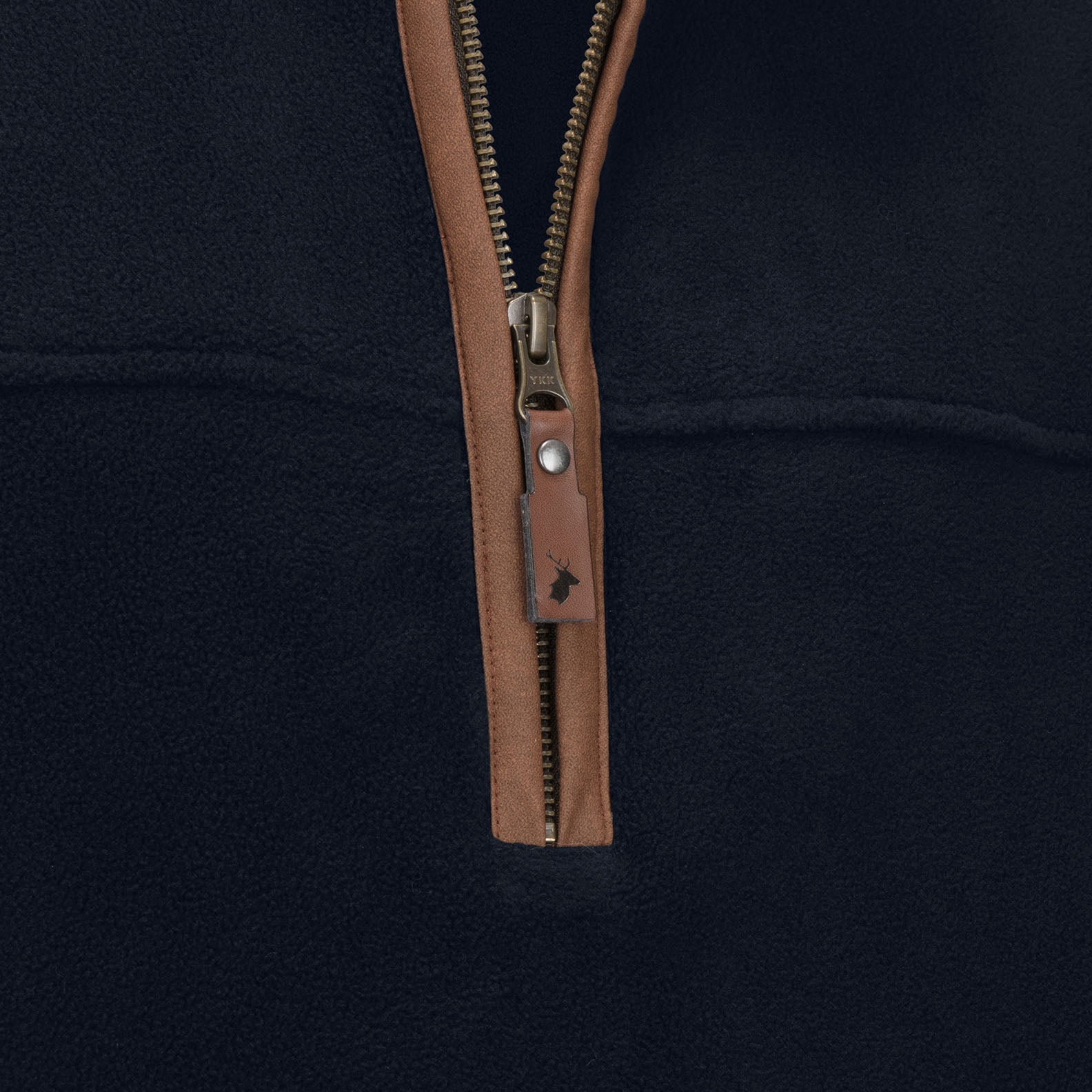 Navy blue Knightwood Quarter Zip Fleece with a stylish brown zipper