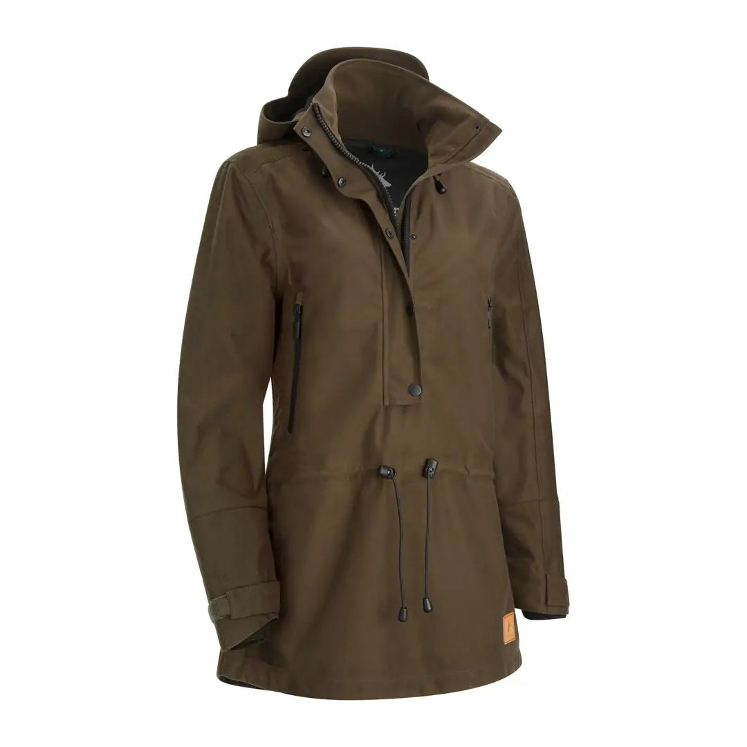 Olive green hooded drawstring jacket from New Forest country sport smock collection