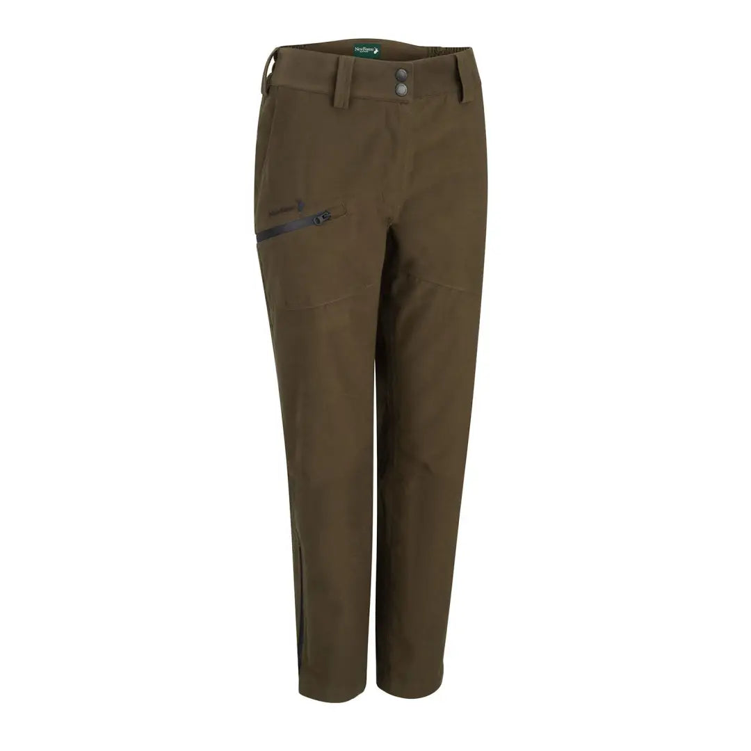 Pair of olive green New Forest Ladies Country Sport Trousers with zippered pocket