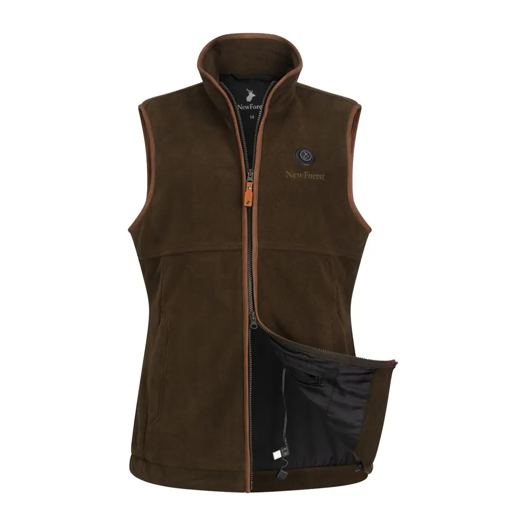 Brown fleece gilet with zipper and collar, perfect for chilly days in style