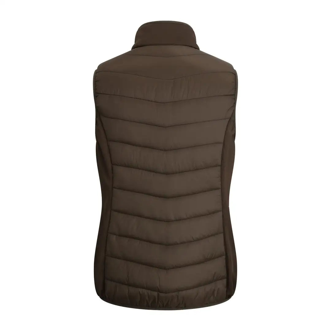 Brown quilted puffer vest with high collar from the New Forest heated gilet collection