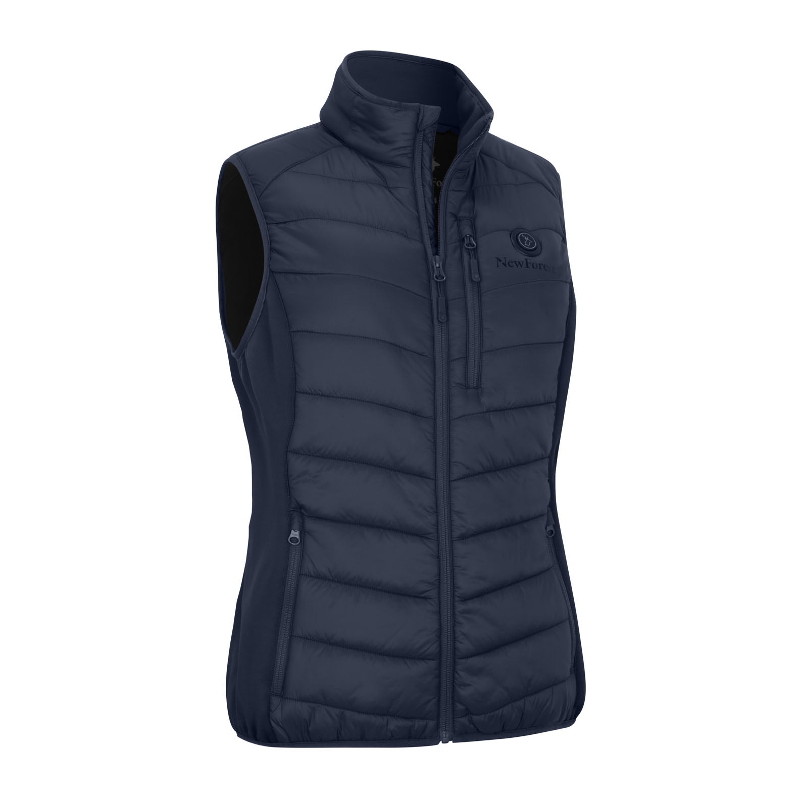 Navy blue quilted vest from the New Forest Ladies Heated Gilet collection