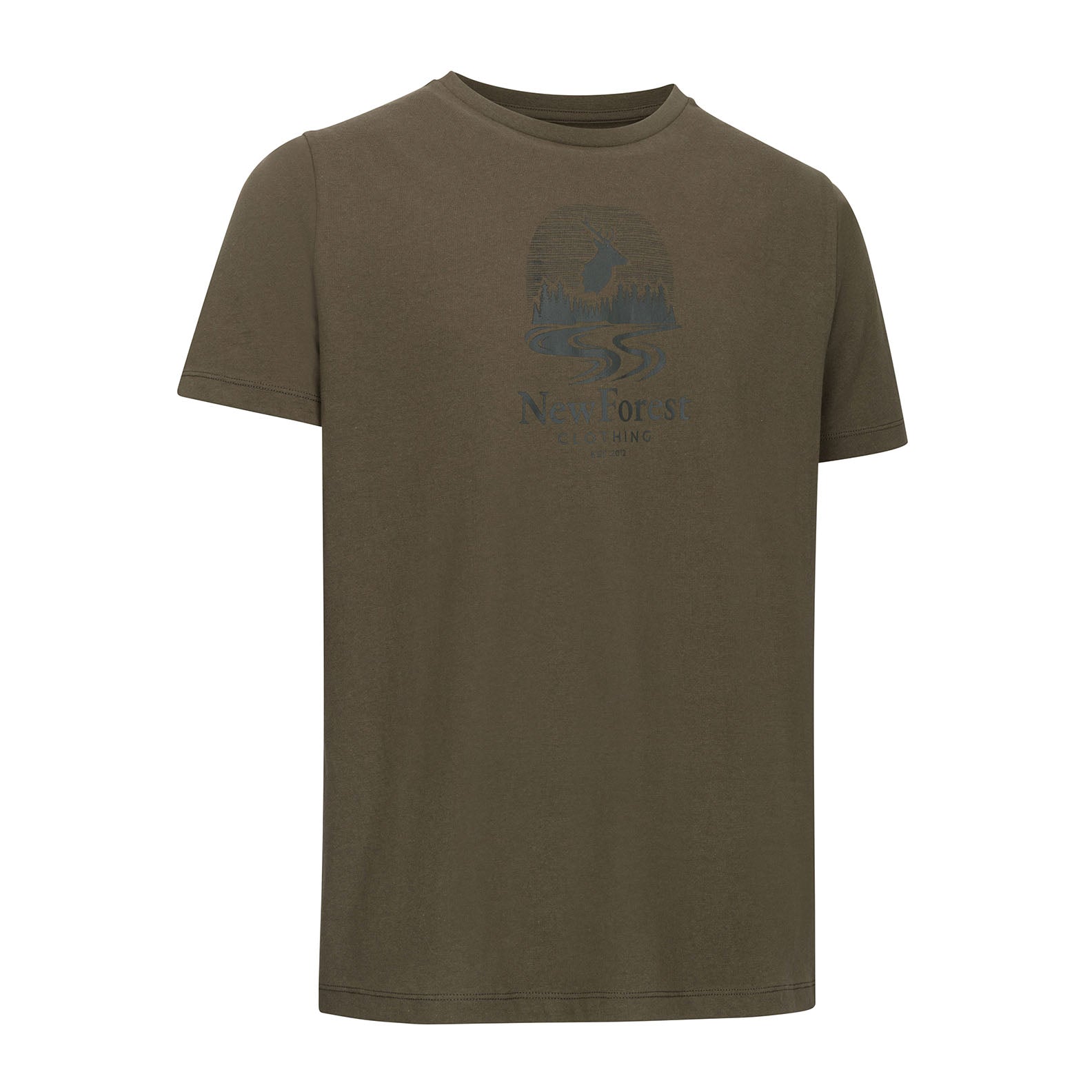 Olive green New Forest Logo T-Shirt with skull graphic for country clothing lovers