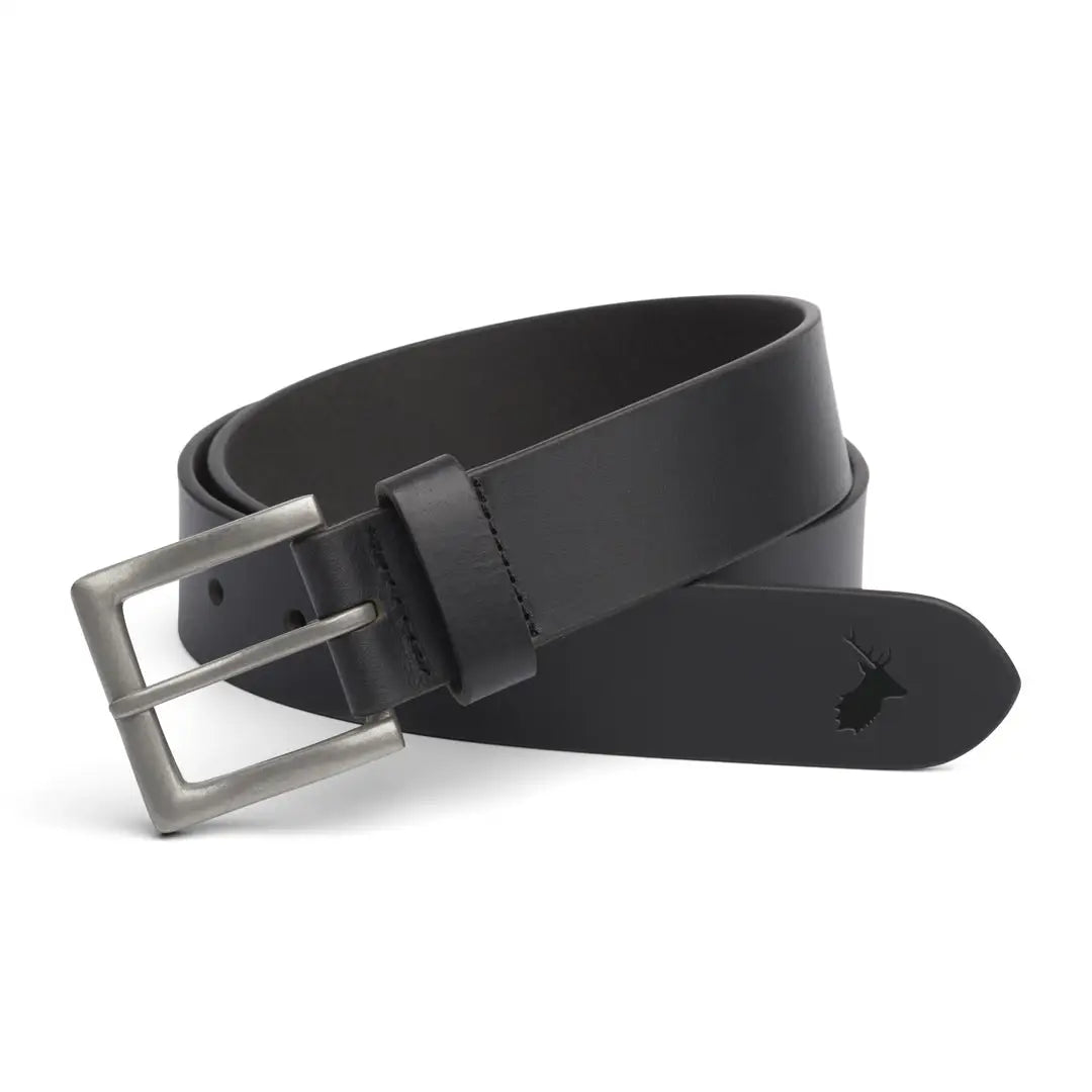 Stylish Black Leather Belt with Silver Buckle for country clothing and outdoor adventures