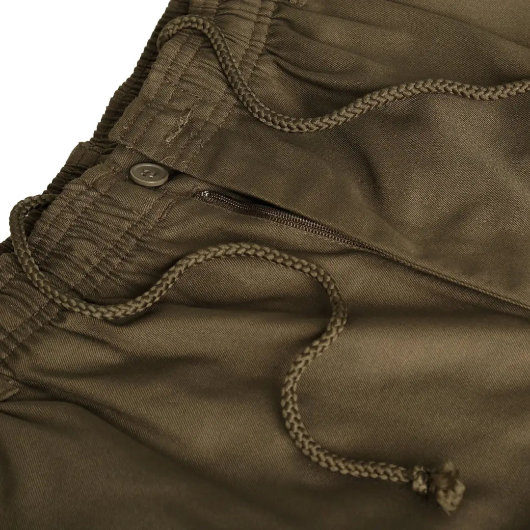 Olive green cargo pants with drawstring and zip for New Forest Plus Size Rugby Trousers