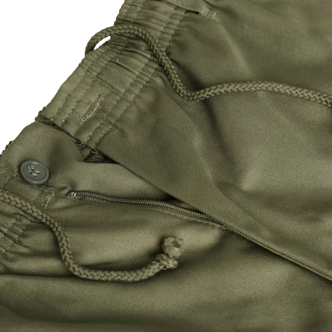 Olive green Military-style cargo pants with drawstring waist for Plus Size Rugby Trousers