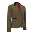 Olive green Polly Tweed Blazer with windowpane pattern and black collar