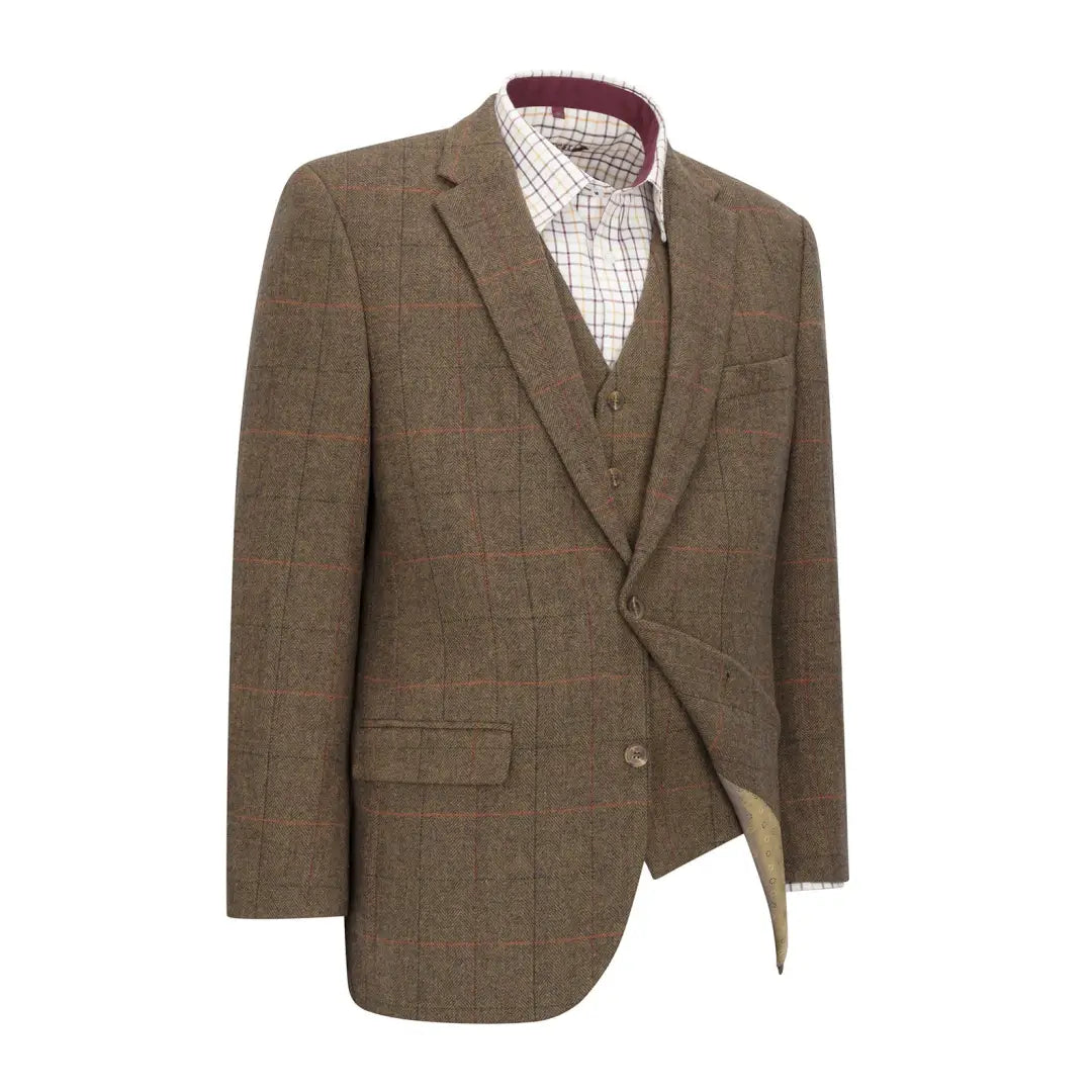 Brown wool tweed blazer with vest and checkered shirt from New Forest Premium collection