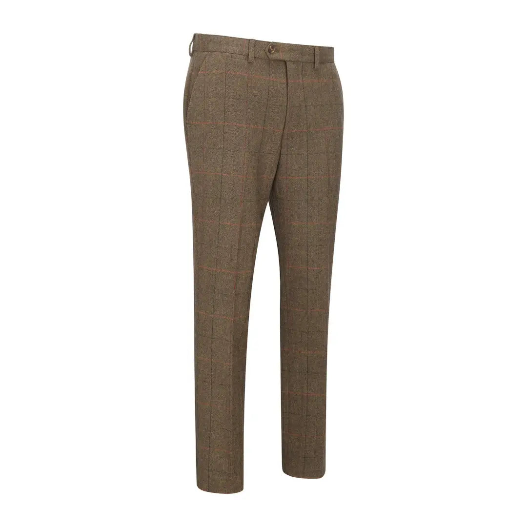 New Forest Premium 100% Wool Tweed Trousers Brown Check - Brown Check / 32 / 29 - Legwear