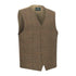 Brown New Forest Premium 100% Wool Tweed Waistcoat with checkered pattern and button closure